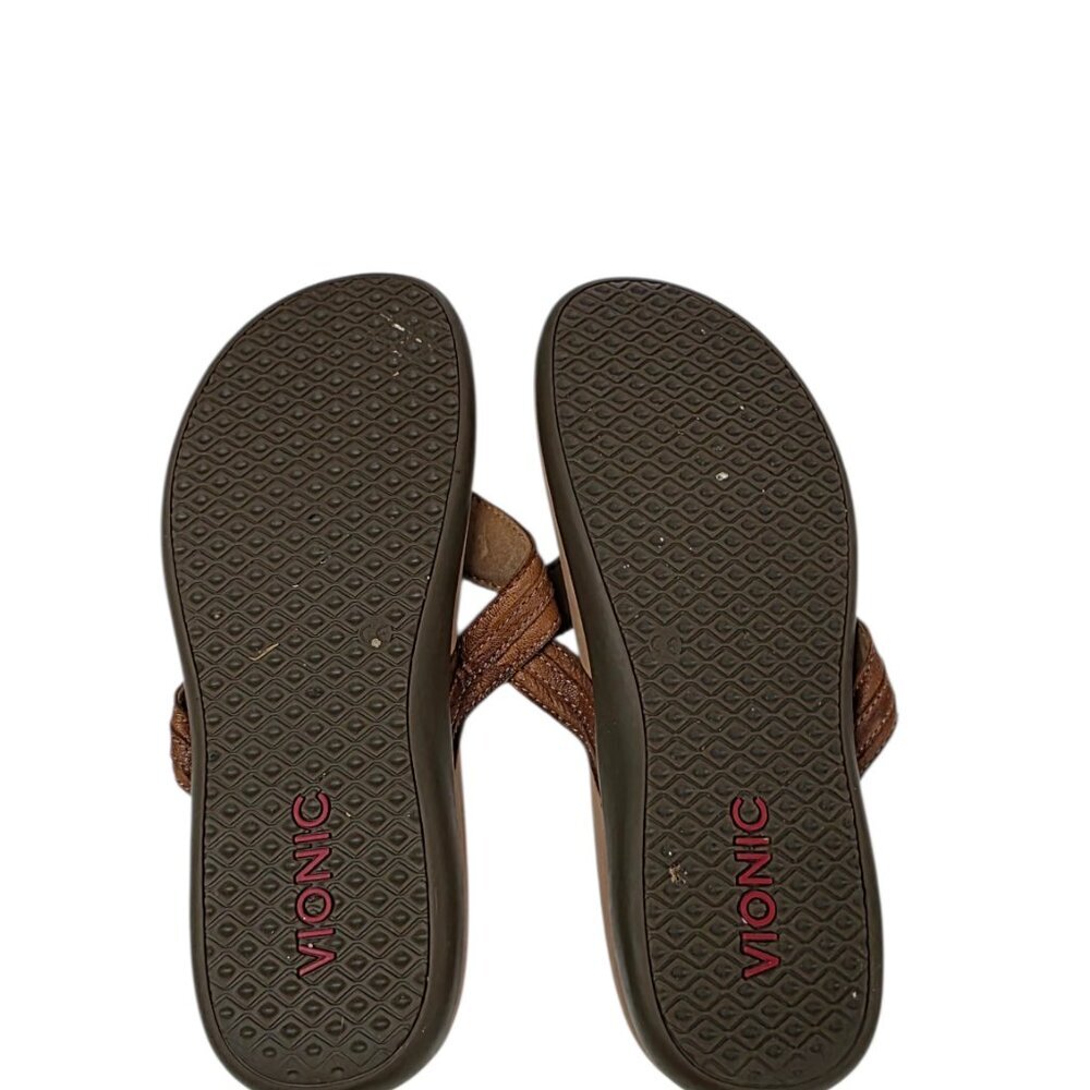 Vionic Womens Leather Thong Sandals, Brown, Slip On - Picture 5 of 6